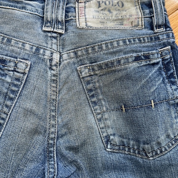POLO Ralph Lauren designer-distressed blue jeans boys straight leg slim size 10 - Picture 12 of 16